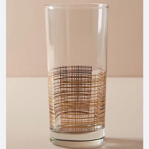 AnthroLiving Dining Reticulated 24k Gold Highball Glass Set of 4 Anthropologie - Picture 2 of 2